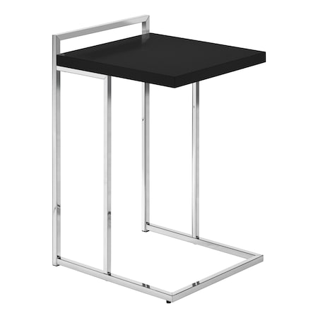 Monarch Specialties Accent Table, C-shaped, End, Side, Snack, Living Room, Bedroom, Metal, Laminate, Black, Chrome I 3640